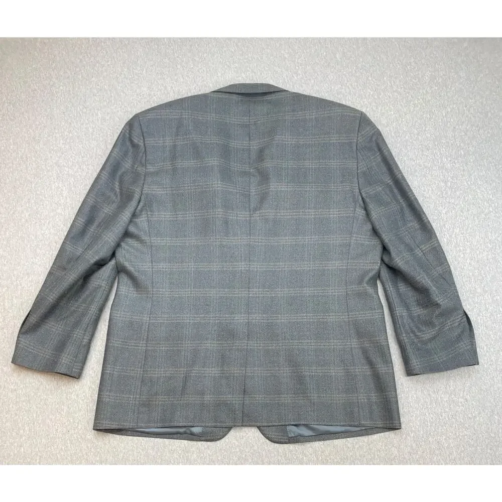 Jos A Bank Blazer Mens 48R Plaid Wool Silk Blend 2-Button Signature Lined‎